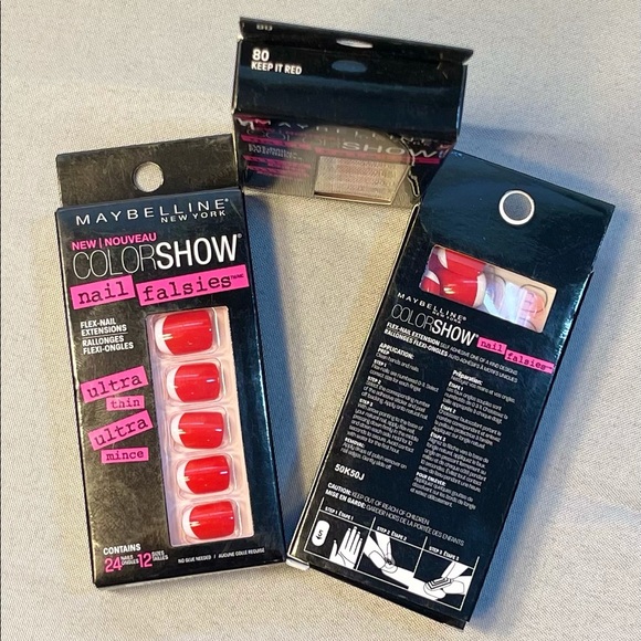 3 Packs Maybelline Limited Edition Color Show Nail Falsies In Keep It Red - Picture 2 of 3